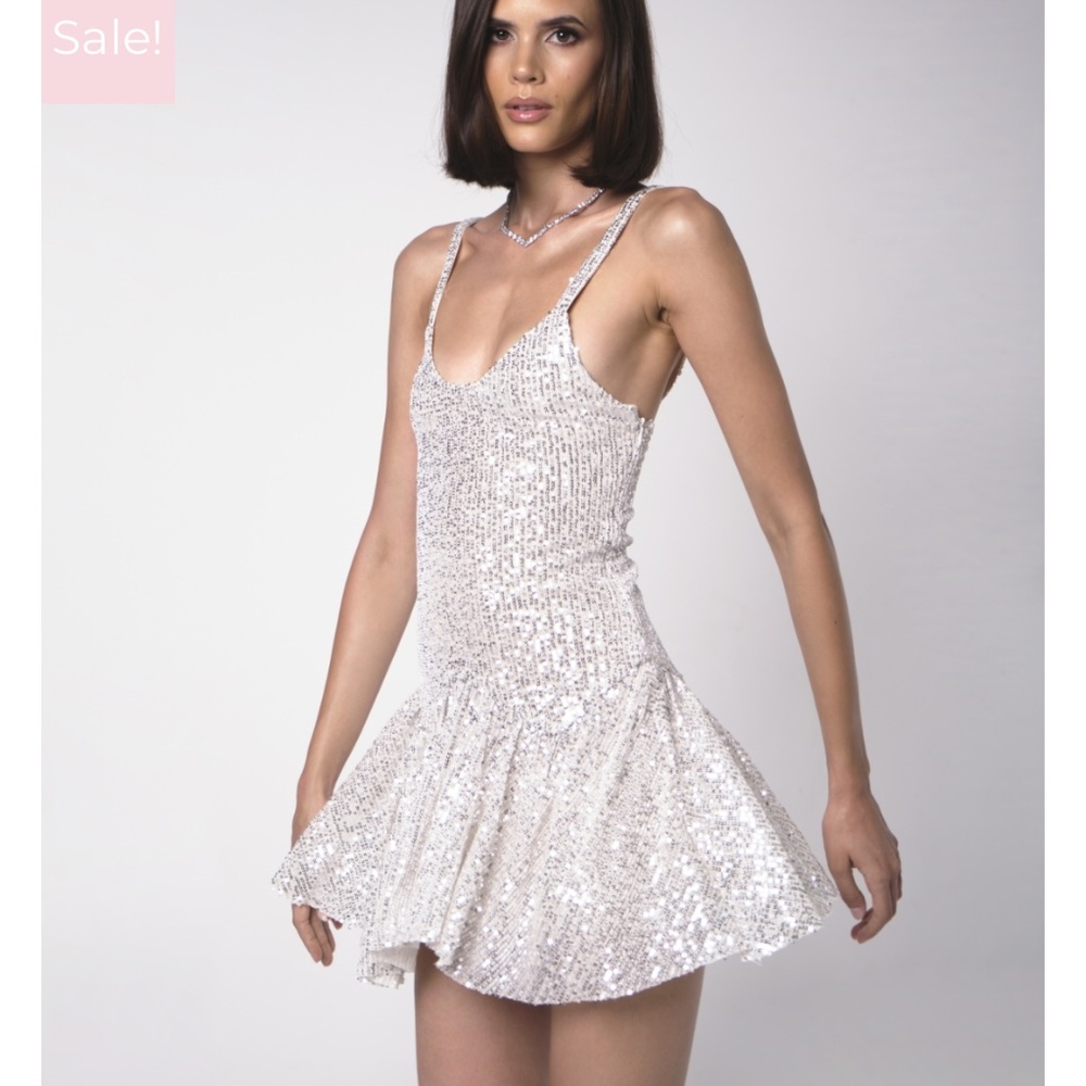 Sequin Mini Dress - Silver Sparkle